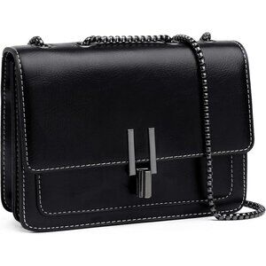 🆕Women Black Leather Crossbody Bag Small Shoulder Purse Satchel Evening Chain